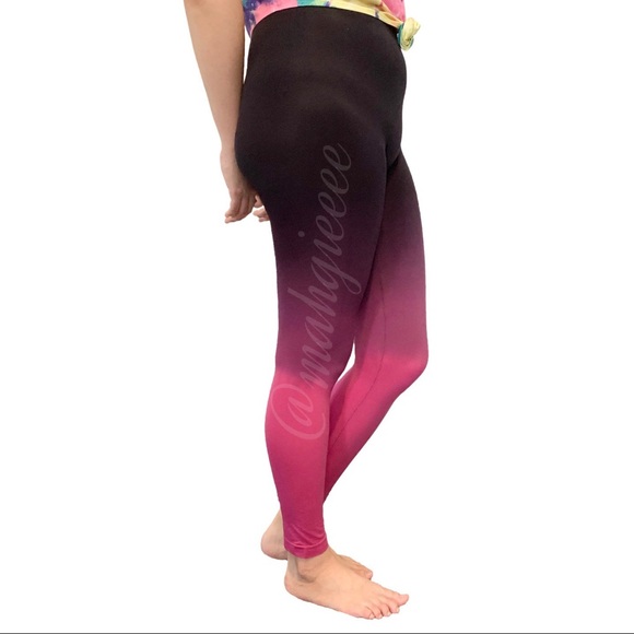 3 LEFT Ombré footless yoga ankle tights - Picture 2 of 4
